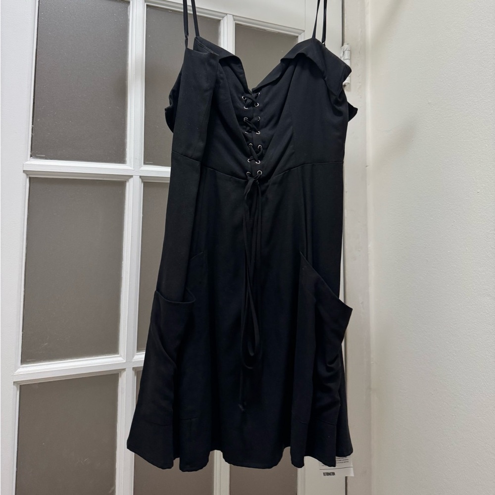 Reformation Black mini Lace-Up Women's Dress